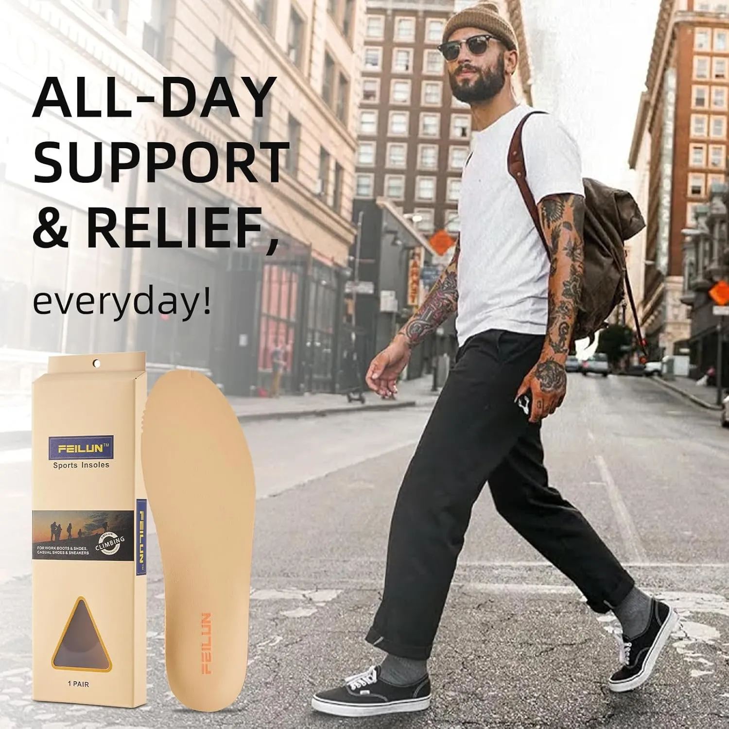 Shoe Inserts for Men and Womem Sport Shoe Insoles Memory Foam Insoles Excellent Shock Absorption and Cushioning for Feet Relief, Comfortable Insoles for All Day Energy in Running, Walking, and Work