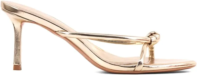 Shu Shop Womens Heidi Metallic Evening Dress Sandals Mid Heel 2-3" - Gold