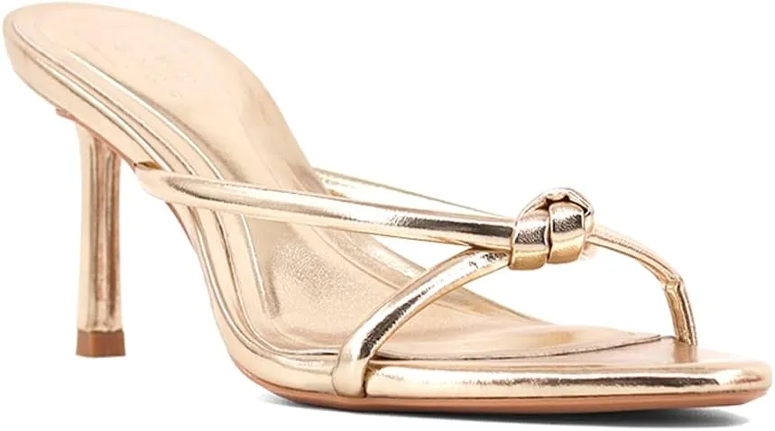 Shu Shop Womens Heidi Metallic Evening Dress Sandals Mid Heel 2-3" - Gold