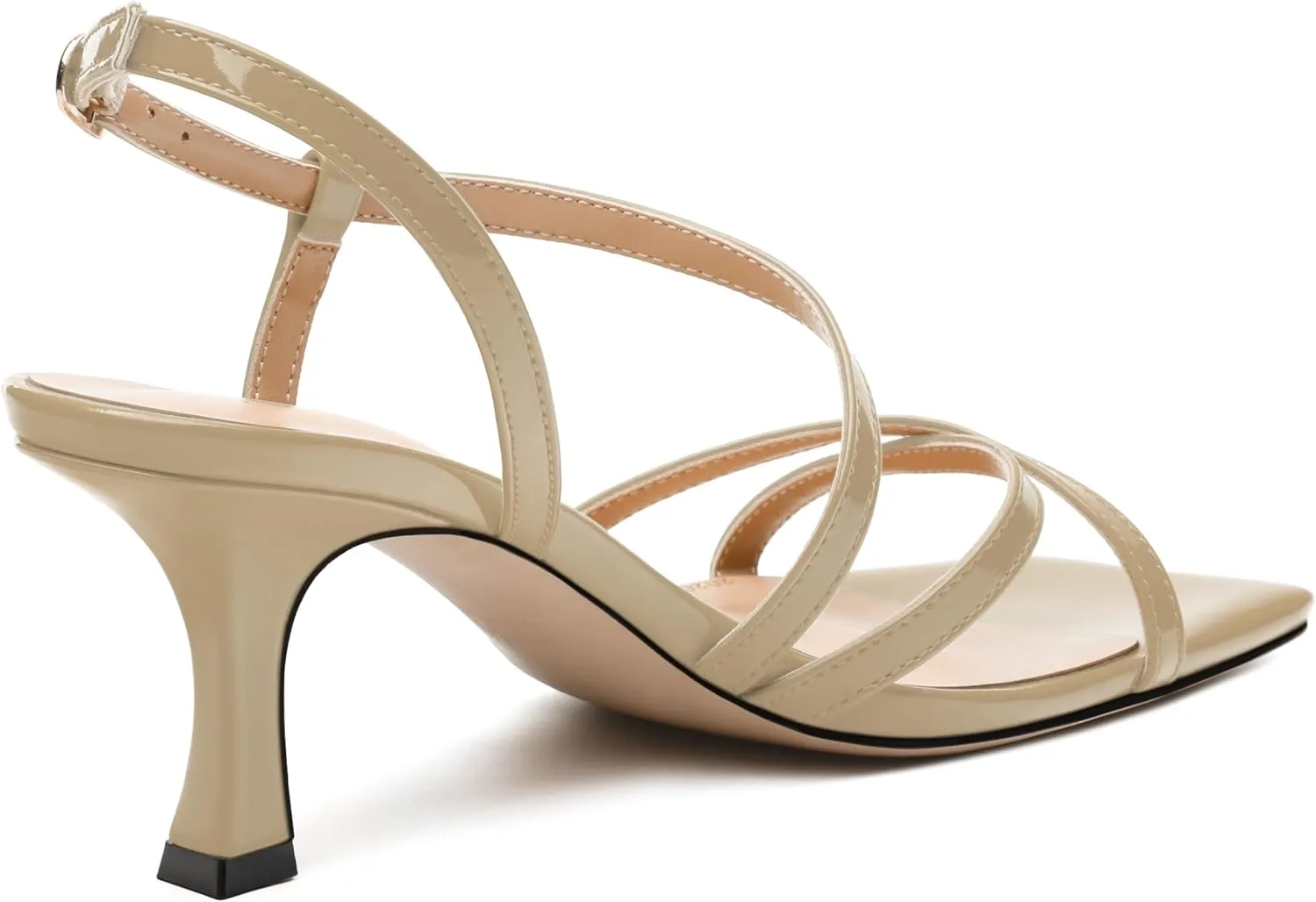 SKYSTERRY Women's Mid Kitten Strappy Sandals Square Open Toe Ankle Buckle Slingback Patent Heels Sexy Dress Wedding Party Daily-Life Shoes For Women 2.5 Inch