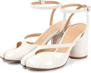 Slingback Block Heel Closed Split-Toe Pumps for Women Ankle Strap Square Toe Dress Sandals Shoes