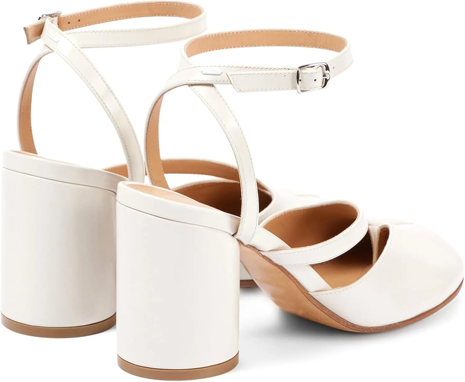 Slingback Block Heel Closed Split-Toe Pumps for Women Ankle Strap Square Toe Dress Sandals Shoes