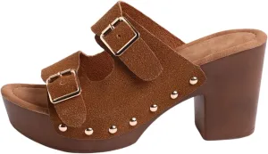 Slip On Shoes Women Casual Comfy Slide Loafers Chunky Block Sandals Platform Summer Shoes Wide Width Mules