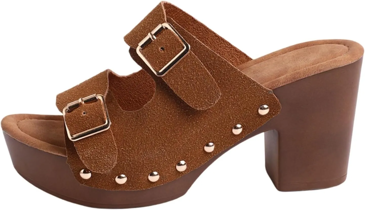 Slip On Shoes Women Casual Comfy Slide Loafers Chunky Block Sandals Platform Summer Shoes Wide Width Mules
