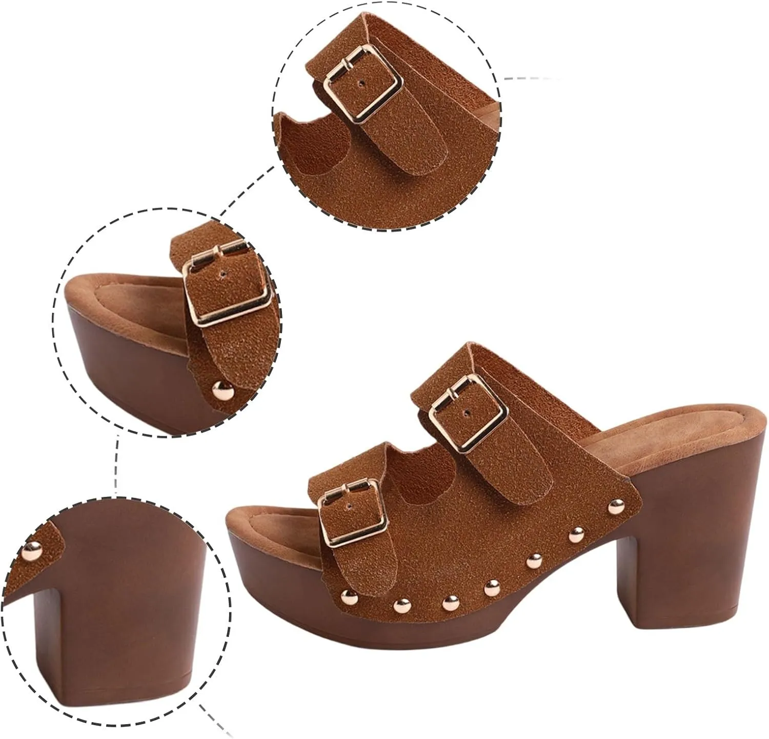 Slip On Shoes Women Casual Comfy Slide Loafers Chunky Block Sandals Platform Summer Shoes Wide Width Mules