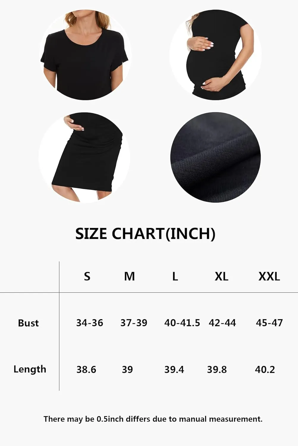 Smallshow Women's Short Sleeve Maternity Dress Ruched Pregnancy Clothes