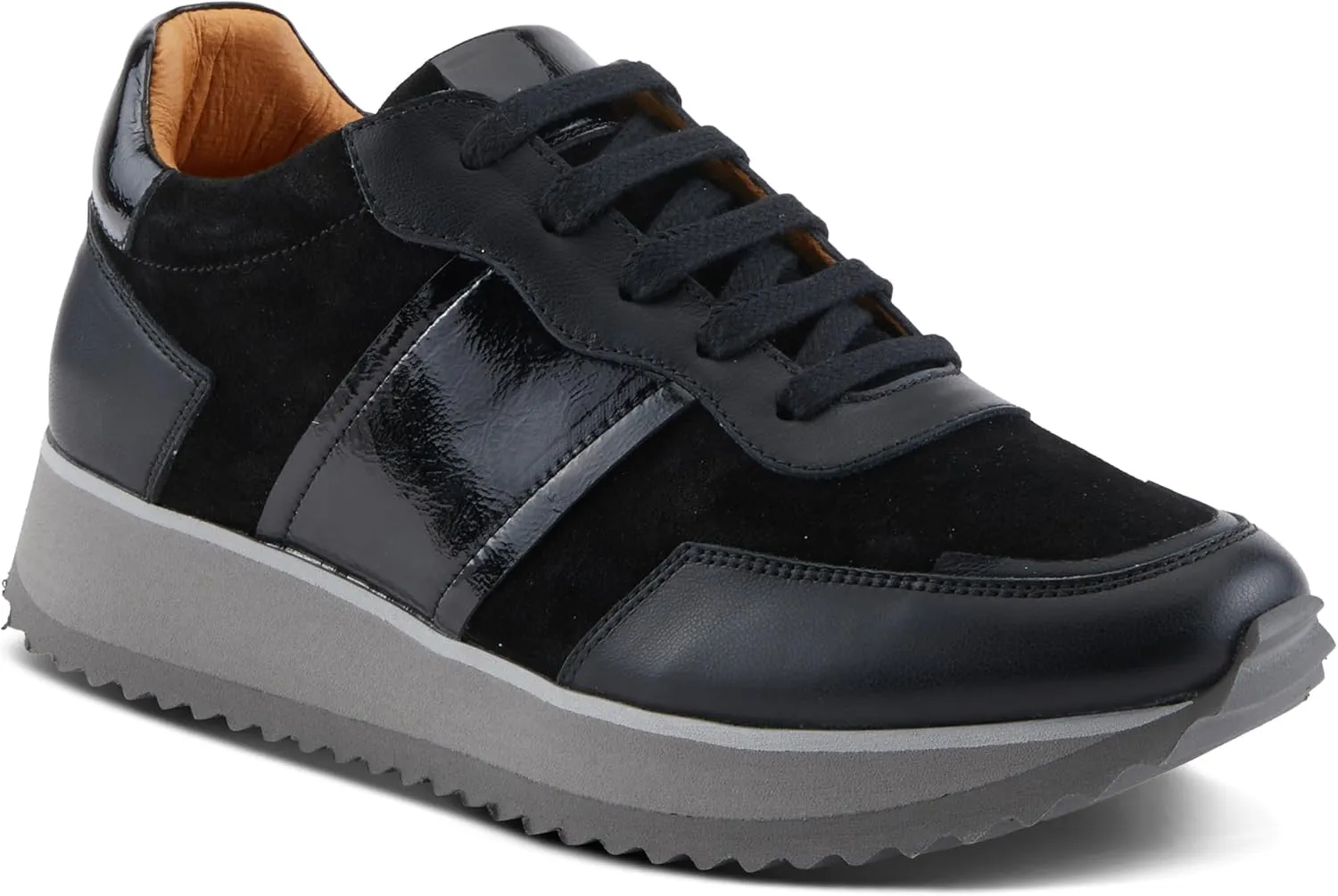 Spring Step Women's Compter Sneakers with Leather and Suede Mix, Cushioning, and Removable Insoles