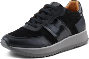 Spring Step Women's Compter Sneakers with Leather and Suede Mix, Cushioning, and Removable Insoles