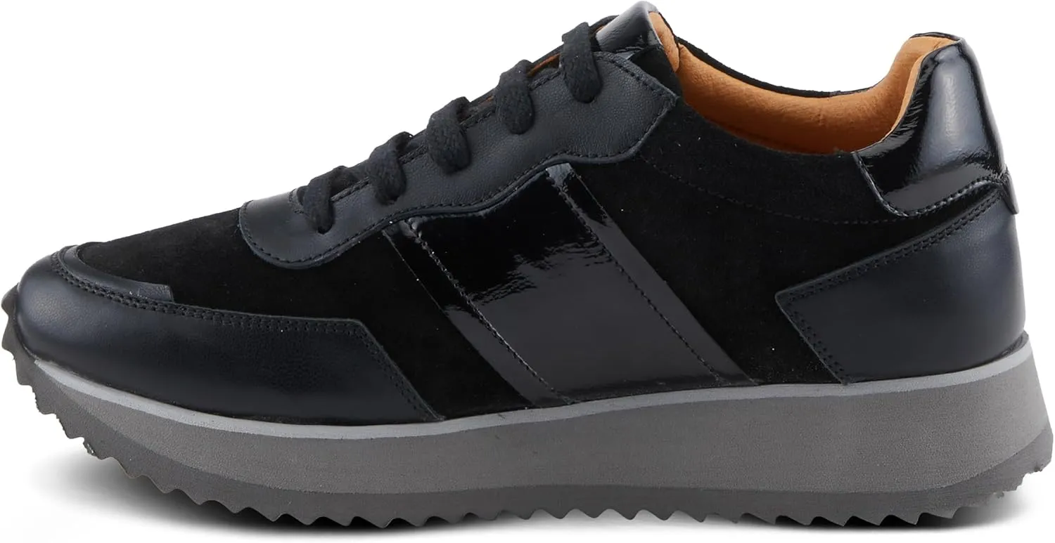 Spring Step Women's Compter Sneakers with Leather and Suede Mix, Cushioning, and Removable Insoles