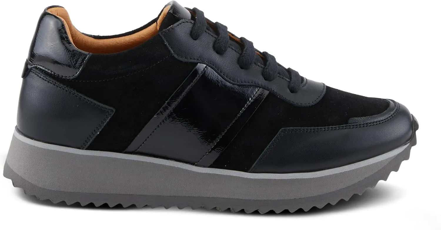 Spring Step Women's Compter Sneakers with Leather and Suede Mix, Cushioning, and Removable Insoles