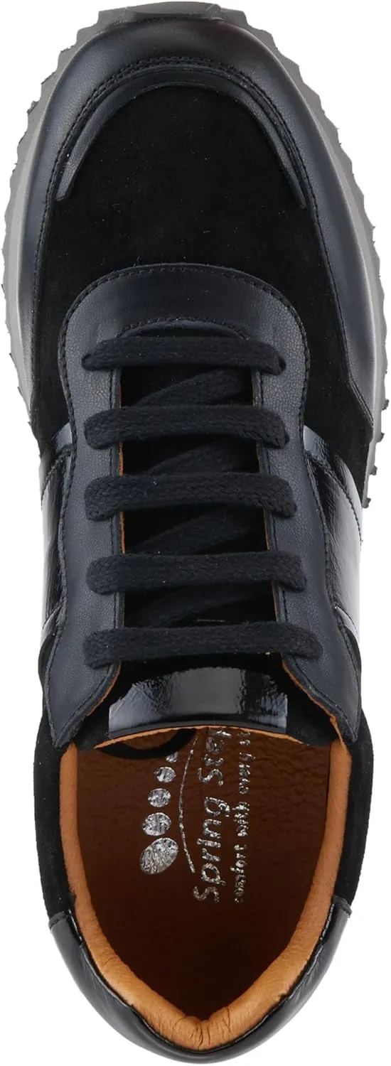 Spring Step Women's Compter Sneakers with Leather and Suede Mix, Cushioning, and Removable Insoles