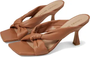 Stuart Weitzman Playa 75 Knot Sandal for Women - Sculptural Heel, Voluminous Knotted Detail, and Lacquered Nappa Leather Footwear