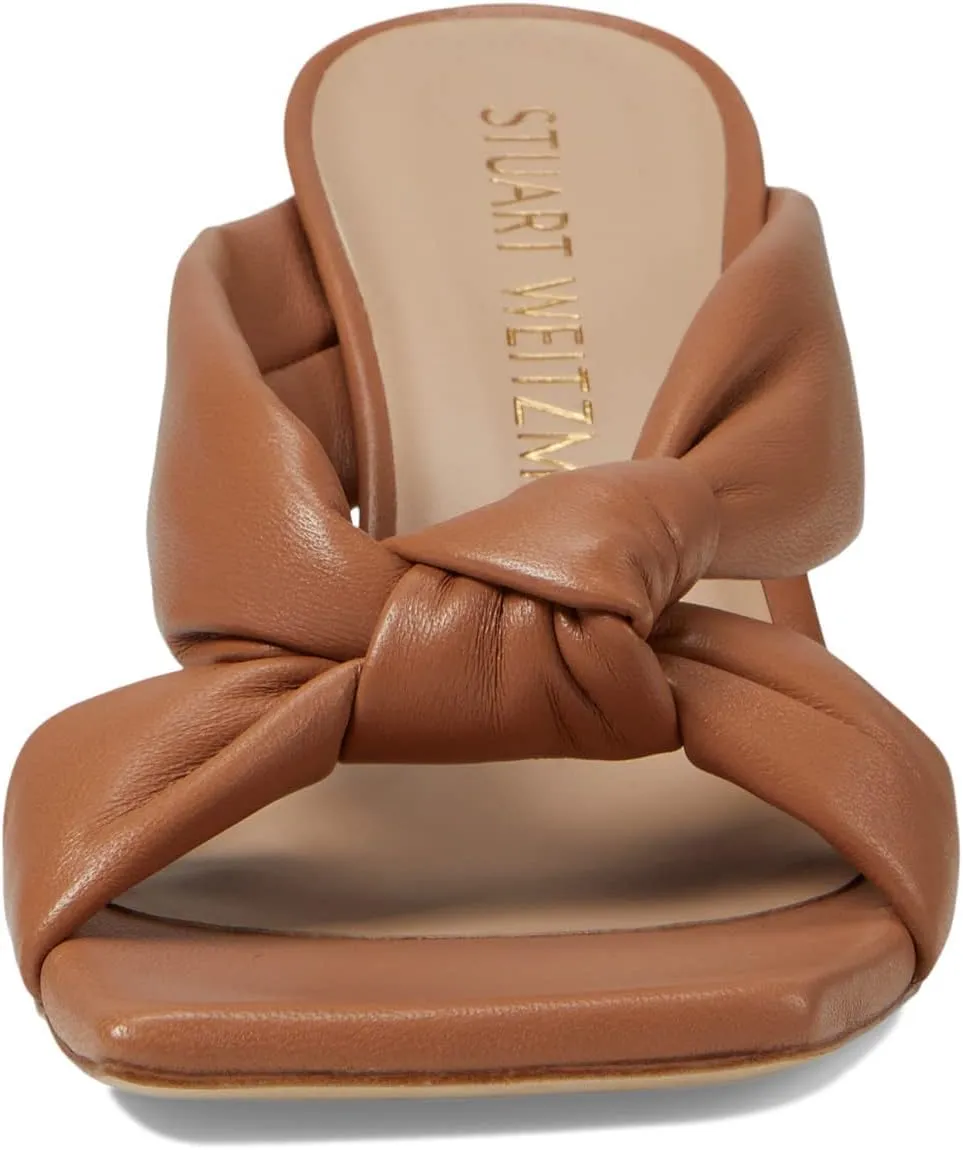 Stuart Weitzman Playa 75 Knot Sandal for Women - Sculptural Heel, Voluminous Knotted Detail, and Lacquered Nappa Leather Footwear