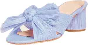Sungtin Women’s Pleated Knotted Bow High Heeled Sandals, Ankle Strap Chunky Heels Sandals Open Toe Wedding Dress Shoes Pumps