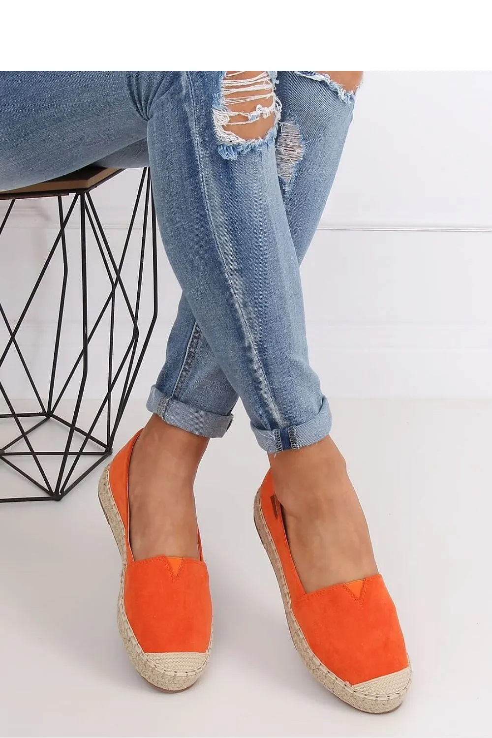 Tangerine Orange Eco-Suede Espadrilles with Braided Jute Platform