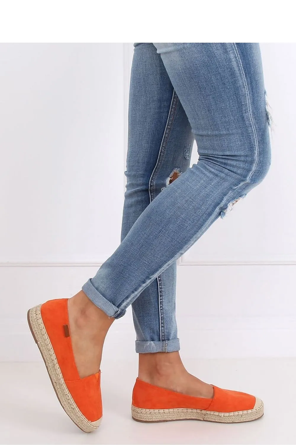 Tangerine Orange Eco-Suede Espadrilles with Braided Jute Platform