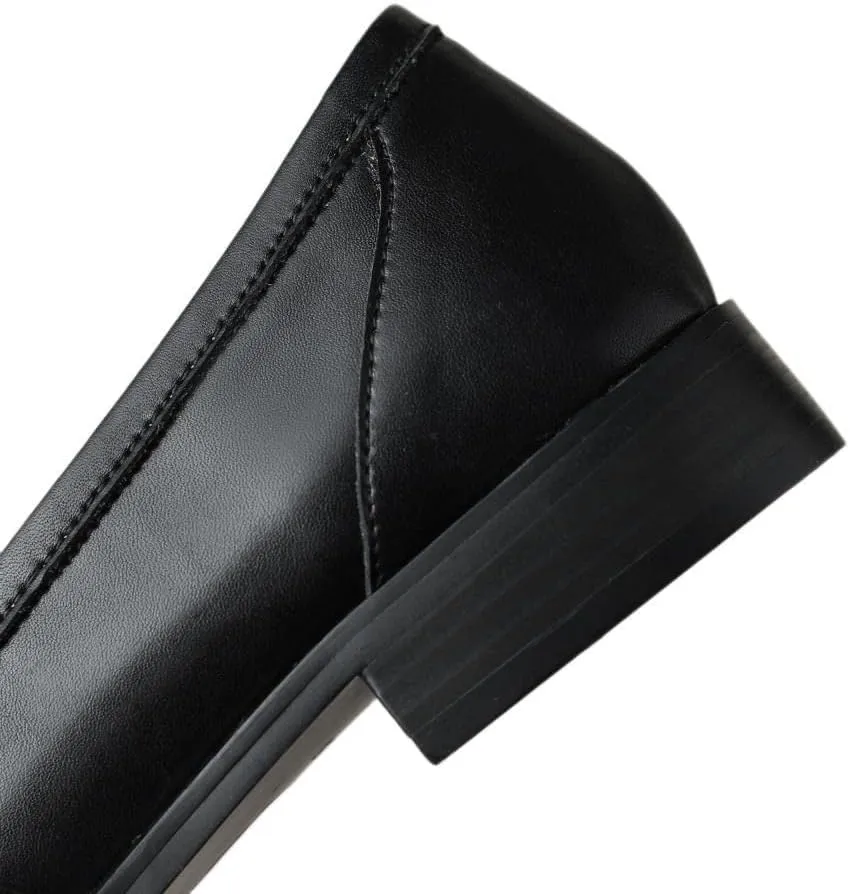 TinaCus Handmade Women's Genuine Leather Retro Decor Cross Band Square Toe Slip On Flats Loafers Shoes