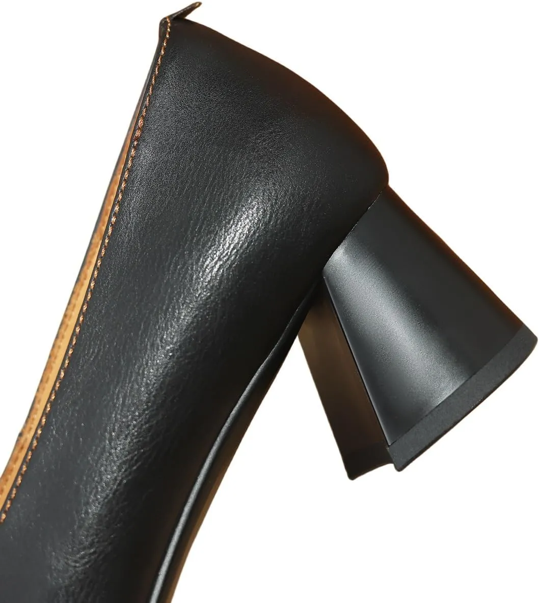TinaCus Women's Square Toe Genuine Leather Handmade Chunky Heels Slip-on Casual Loafers Shoes