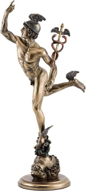 Top Collection Flying Mercury Antique Replica Statue - Roman God Mercury Sculpture in Premium Cold Cast Bronze- 14.5-Inch Museum Grade Master Giovanni Da Bologna Figurine
