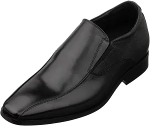 TOTO Men's Invisible Height Increasing Elevator Shoes - Black Leather Slip-on Formal Dress Loafers- 2.2 Inches Taller - Y6361 - Size 9 D(M) US