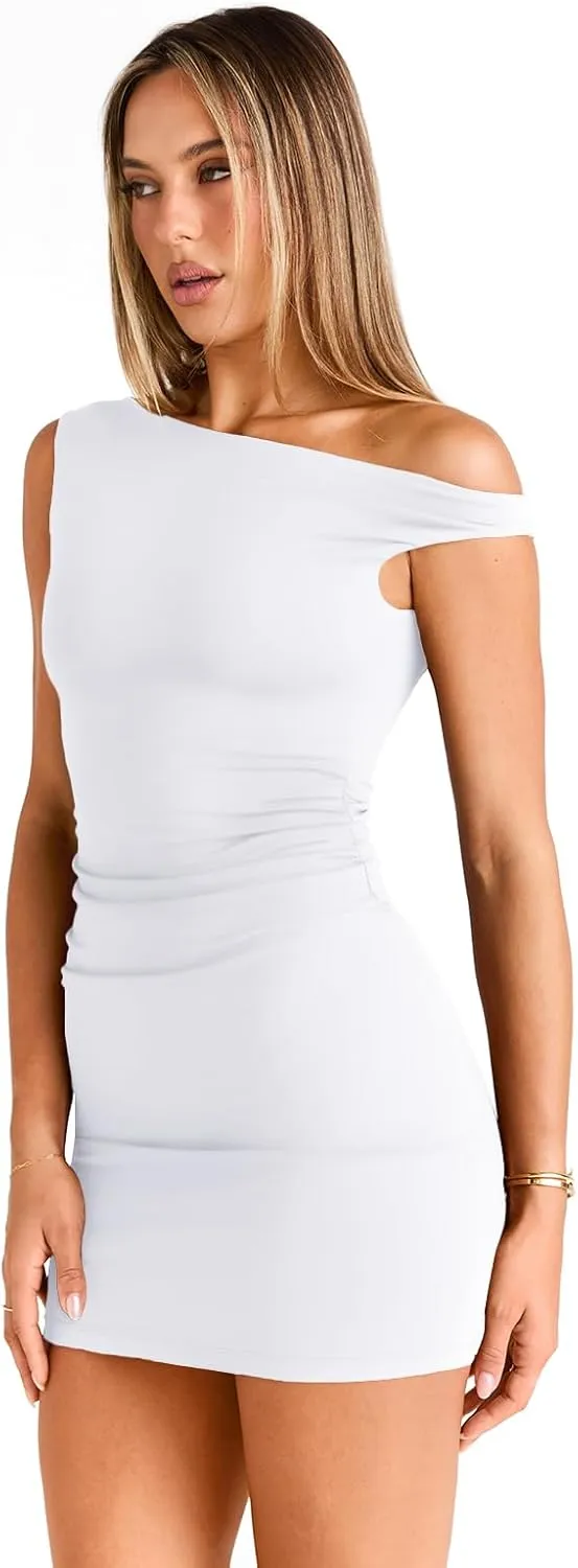 Trendy Queen Womens Mini Summer Dresses 2025 Going Out Off The Shoulder Bodycon Sexy Party Club Spring Fashion Outfits