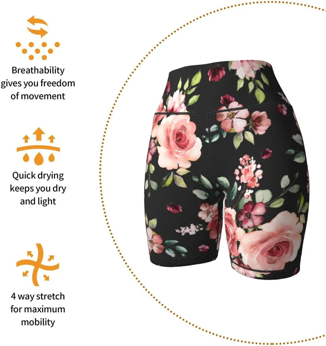 Tropical Leave Flower Butterfly Women's High Waist Yoga Shorts Biker Shorts Workout Athletic Running Hiking Gym