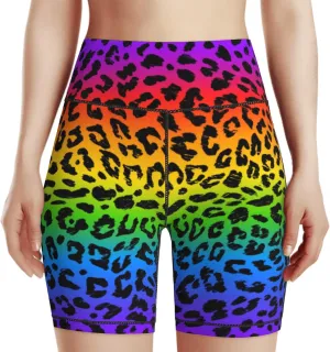 Tropical Leave Flower Butterfly Women's High Waist Yoga Shorts Biker Shorts Workout Athletic Running Hiking Gym