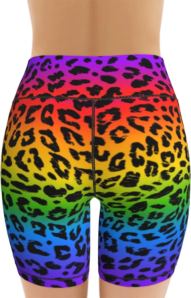Tropical Leave Flower Butterfly Women's High Waist Yoga Shorts Biker Shorts Workout Athletic Running Hiking Gym