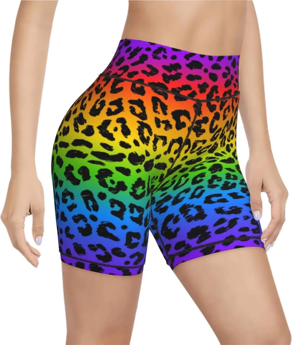 Tropical Leave Flower Butterfly Women's High Waist Yoga Shorts Biker Shorts Workout Athletic Running Hiking Gym