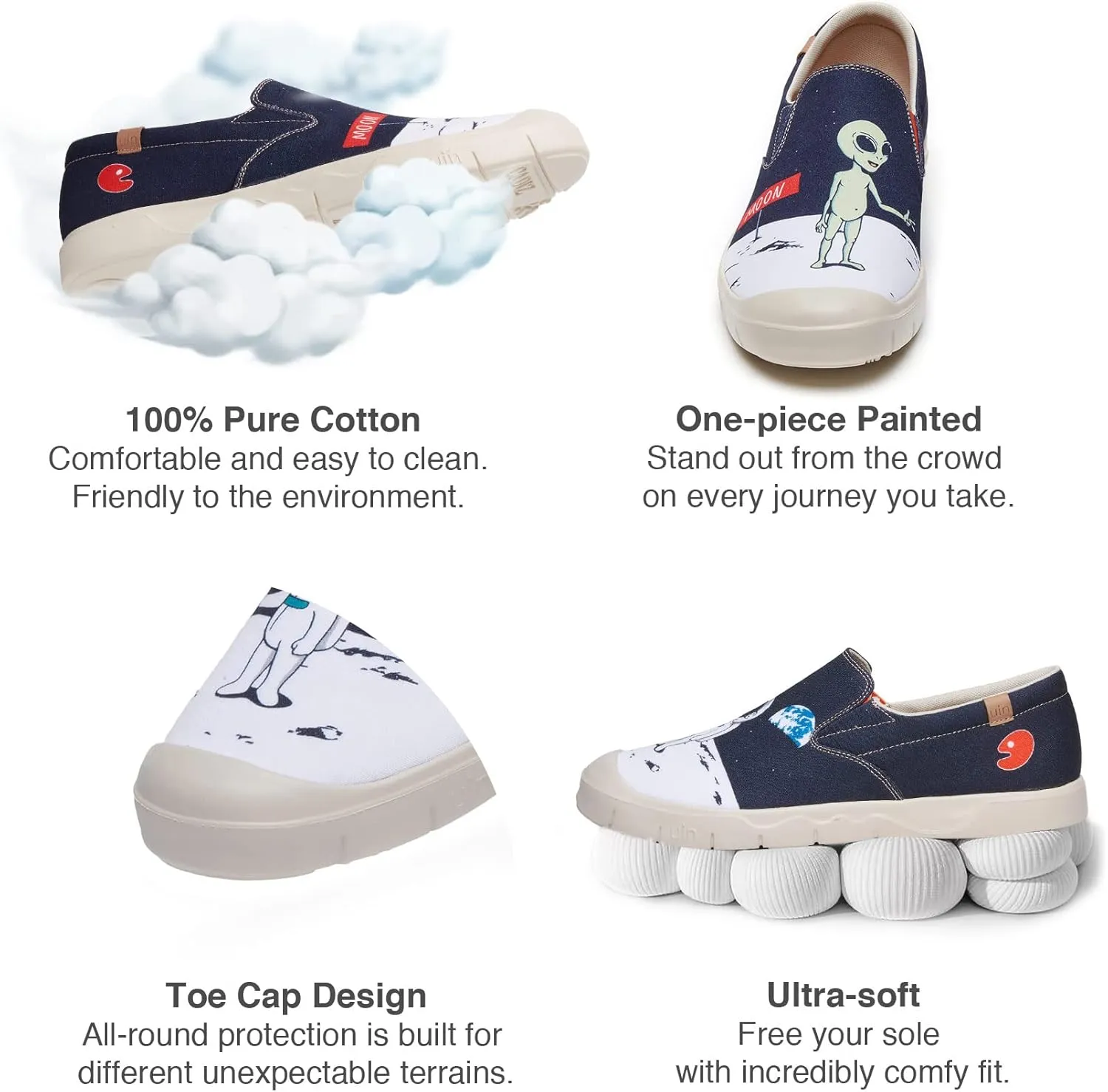 UIN Men's Fashion Sneakers Lightweight Walking Casual Slip Ons Comfortable Canvas Art Painted Travel Shoes Cadiz