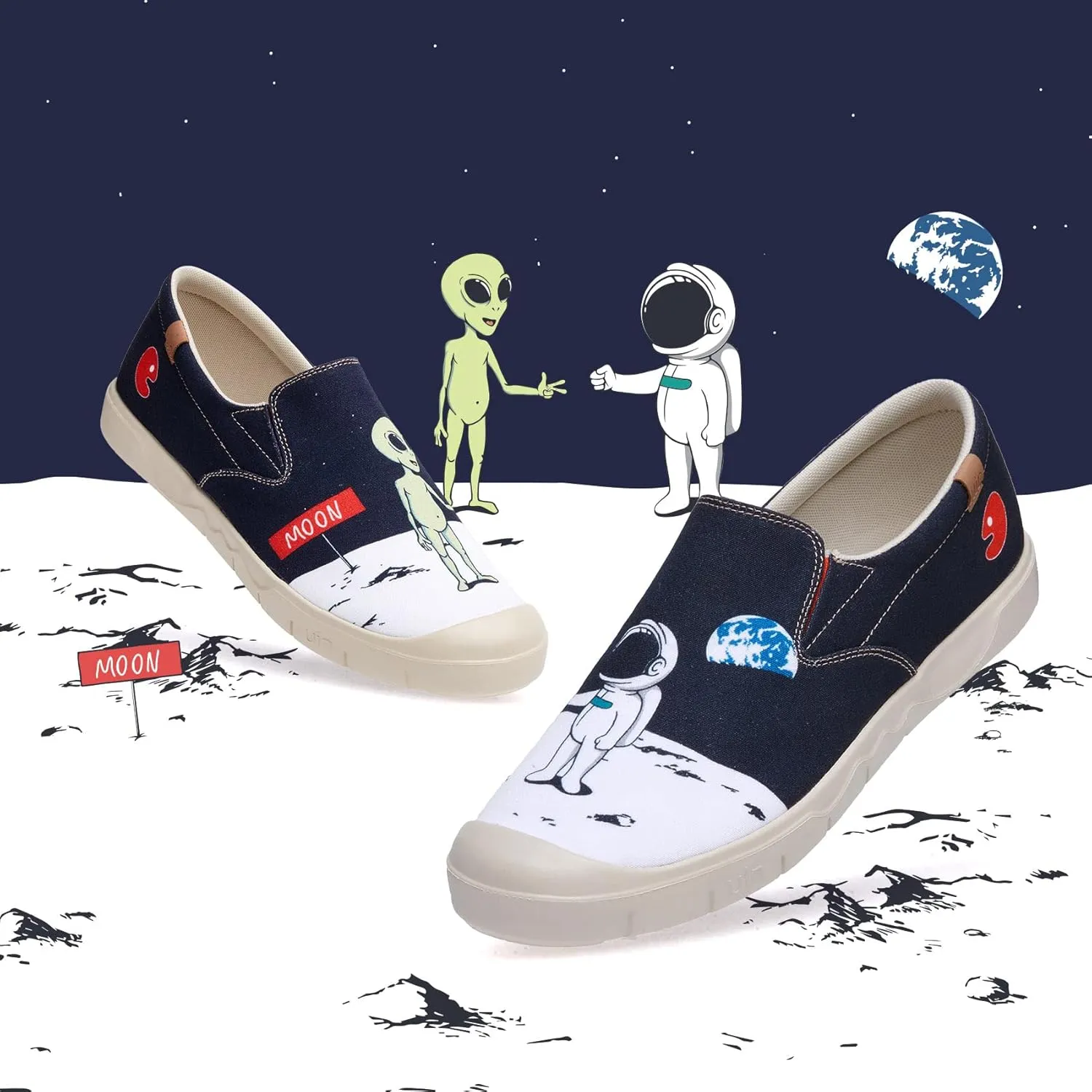 UIN Men's Fashion Sneakers Lightweight Walking Casual Slip Ons Comfortable Canvas Art Painted Travel Shoes Cadiz