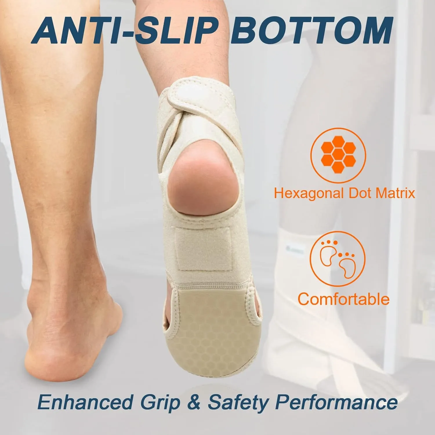 Upgraded Drop Foot Brace for Walking with Shoes - Dual Forefoot Support Plates Adjustable Soft AFO, Foot Drop, TBI, ALS, MS, Bone Fracture, Fits Women & Men FSA/HSA (Beige Right, L/XL)