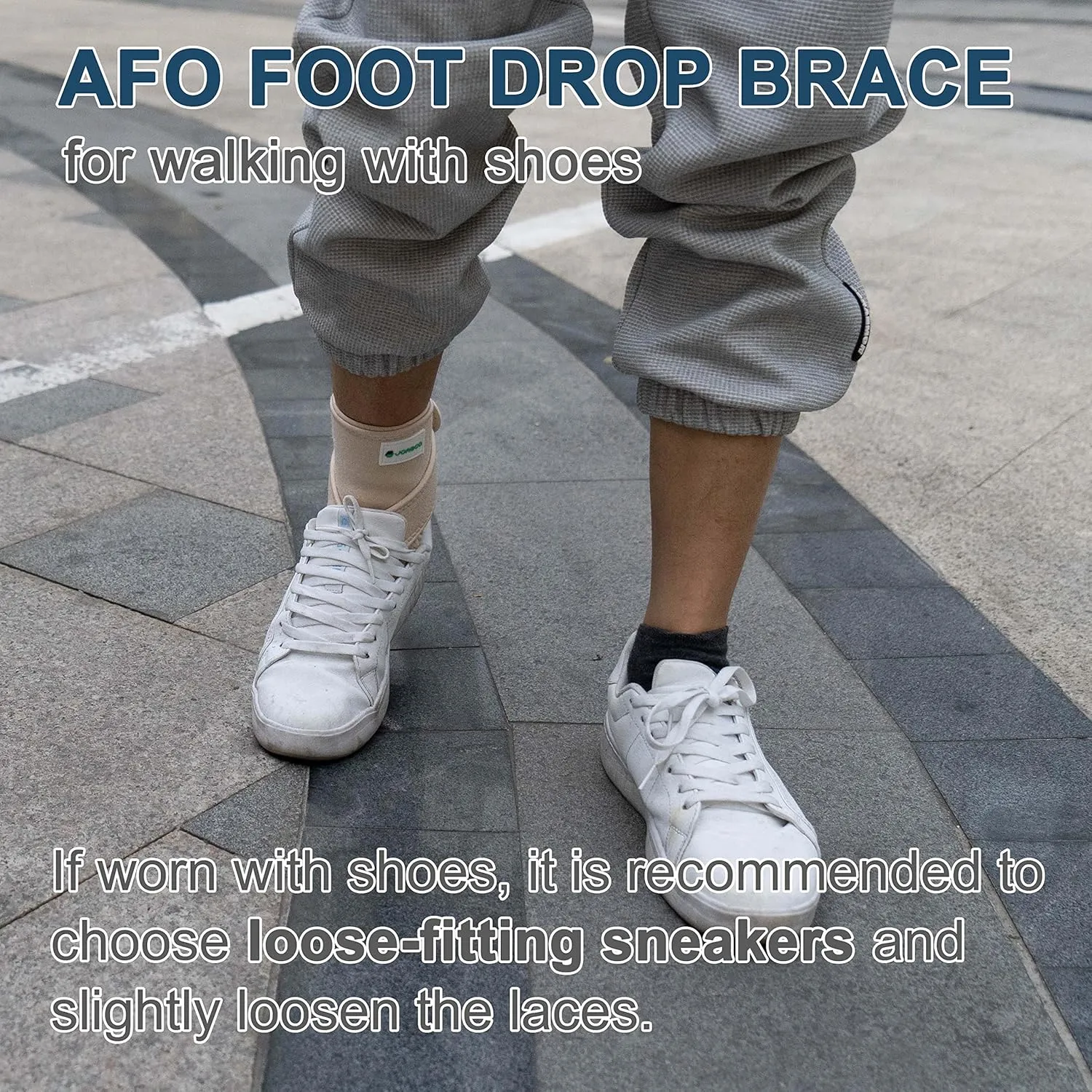 Upgraded Drop Foot Brace for Walking with Shoes - Dual Forefoot Support Plates Adjustable Soft AFO, Foot Drop, TBI, ALS, MS, Bone Fracture, Fits Women & Men FSA/HSA (Beige Right, L/XL)