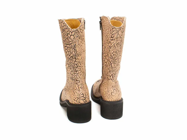Vagabond beige floral embossed