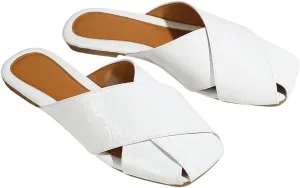 Verdusa Women's Crisscross Square Toe Flat Mules Slip On Slide Mules Backless Loafers