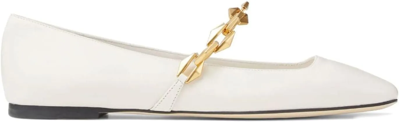 Vertundy Women's Ballet Flats Square Toe Mary Jane Slip On Ballerina Flats for Women Loafers Chain Link Design Leather Dressy Flats Shoes