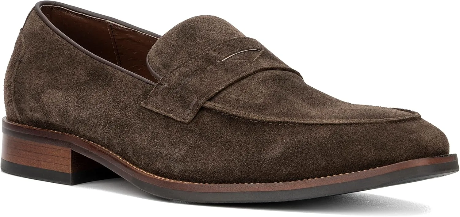 VINTAGE FOUNDRY CO. EST. 2014 Mens Davis Loafer, Square Toe Dress Shoe, Rubber Outsole