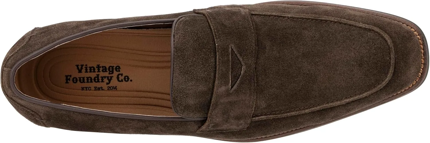 VINTAGE FOUNDRY CO. EST. 2014 Mens Davis Loafer, Square Toe Dress Shoe, Rubber Outsole