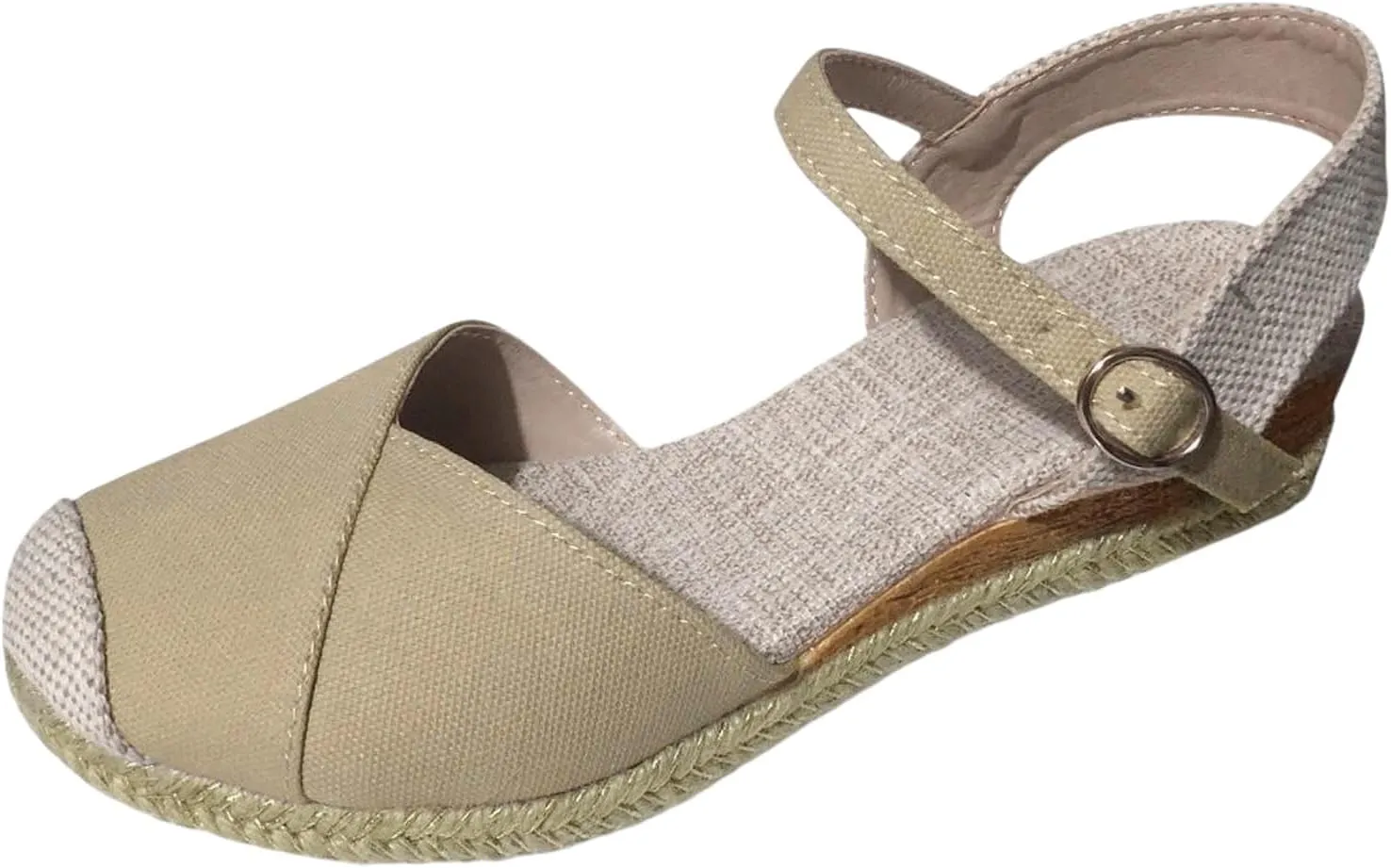 Wedge Sandals for Womens Fashion Arch Support Sandals Elegant Orthopedic Sandal Closed Toe Buckle Ankle Strap Espadrilles Flatform Wedge Casual Shoes Bohemia Beach Shoes