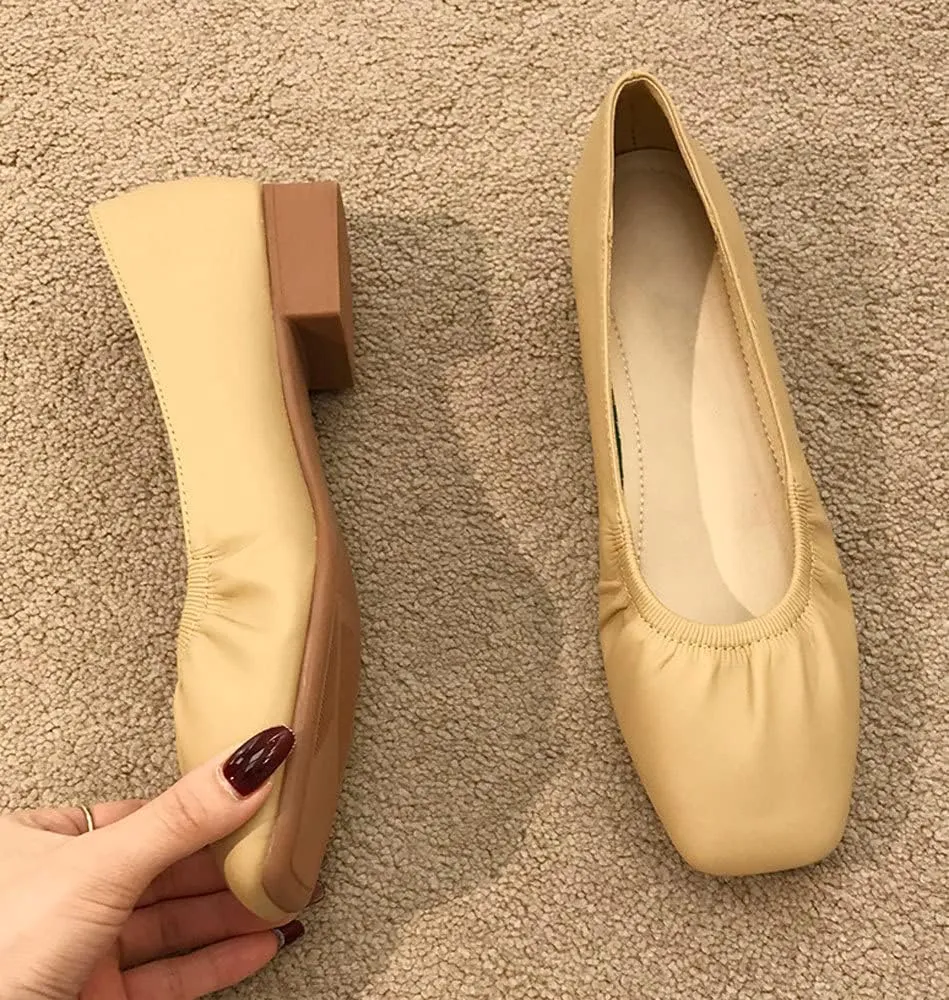 WENJIAZHIZHI Womens Ruched Ballet Flats for Ballerina Dancing Dress Shoes Women Dressy Comfortable Casual Slip Ons