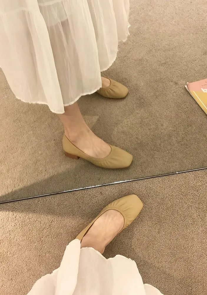 WENJIAZHIZHI Womens Ruched Ballet Flats for Ballerina Dancing Dress Shoes Women Dressy Comfortable Casual Slip Ons