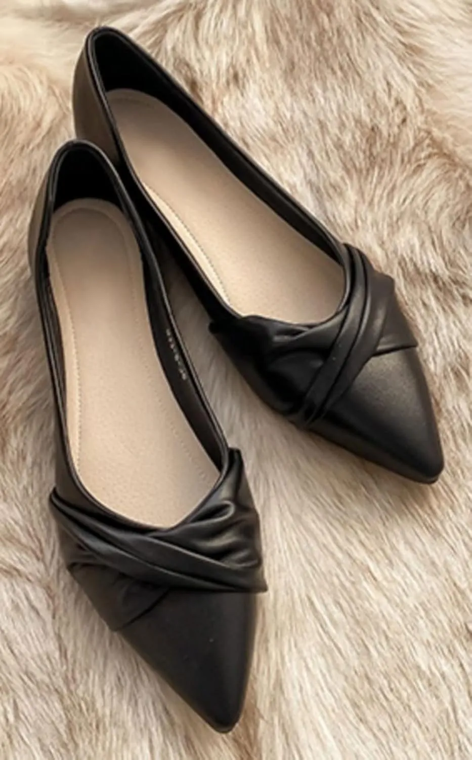 WENJIAZHIZHI Womens Shoes Ruched Ballet Flats Bow-Knot Pointed Toe Loafers Slip Ons for Women Dressy Casual