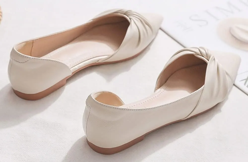 WENJIAZHIZHI Womens Shoes Ruched Ballet Flats Sandals for Women Dressy Summer Comfortable Slip Ons,Apricot