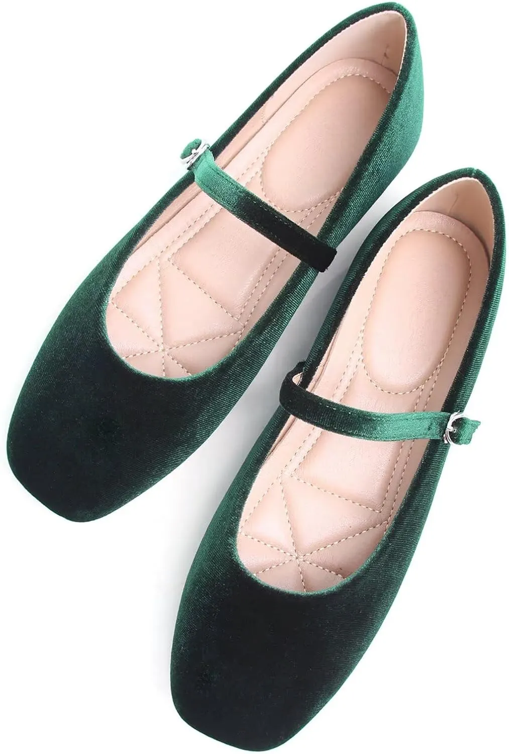 WENJIAZHIZHI Womens Square Toe Ballet Flats Comfortable Mary Jane Shoes Dressy Casual Slip-On Ballerina Walking Flat Shoes