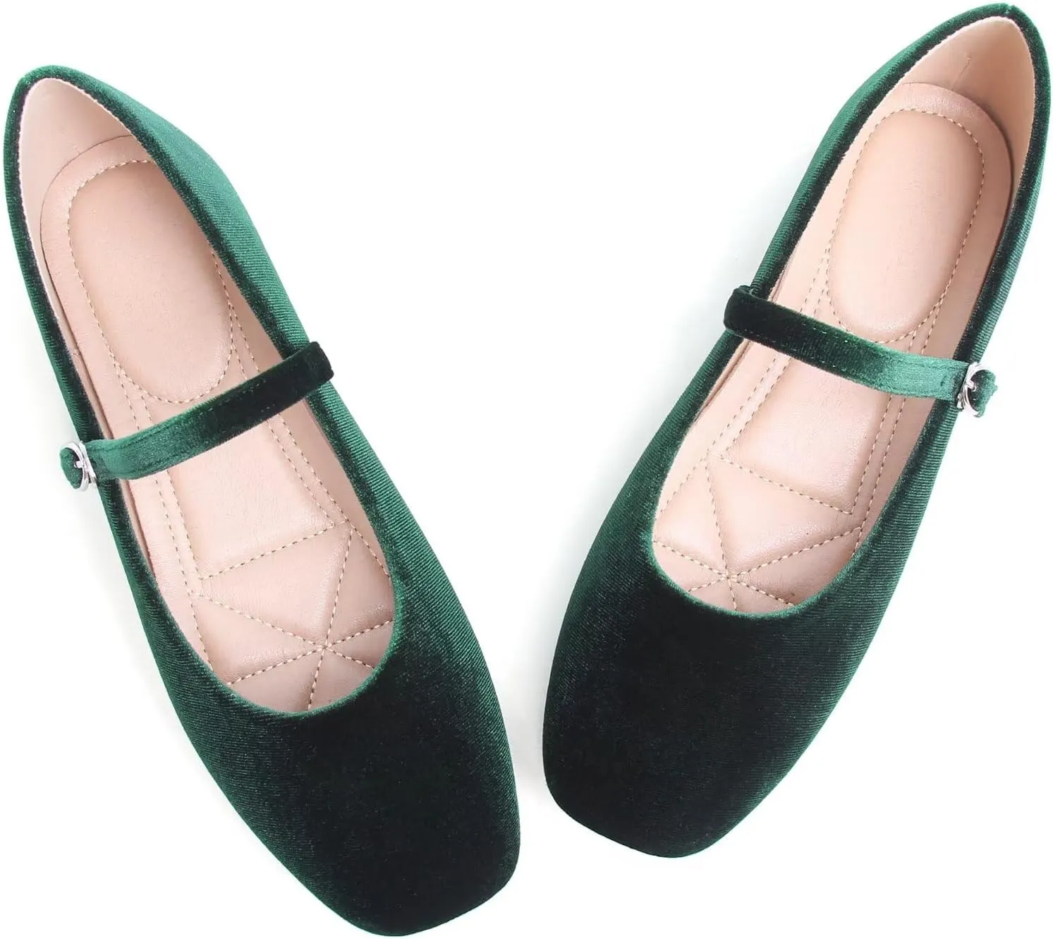 WENJIAZHIZHI Womens Square Toe Ballet Flats Comfortable Mary Jane Shoes Dressy Casual Slip-On Ballerina Walking Flat Shoes