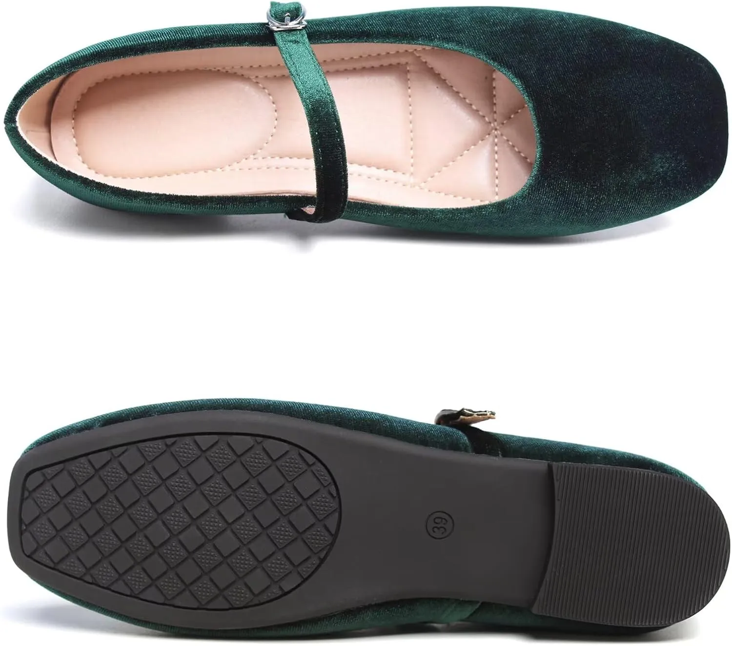 WENJIAZHIZHI Womens Square Toe Ballet Flats Comfortable Mary Jane Shoes Dressy Casual Slip-On Ballerina Walking Flat Shoes