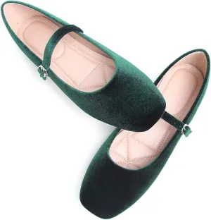 WENJIAZHIZHI Womens Square Toe Ballet Flats Comfortable Mary Jane Shoes Dressy Casual Slip-On Ballerina Walking Flat Shoes