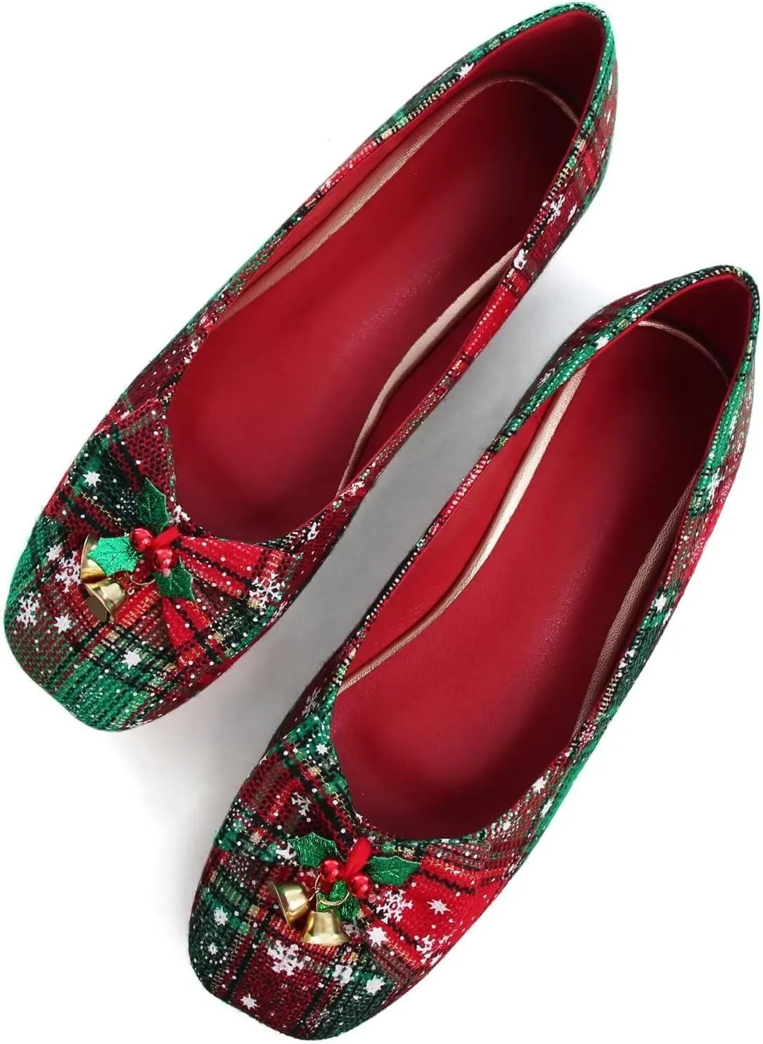 WENJIAZHIZHI Women's Square Toe Bowknot Ballet Flats Comfortable Slip-On Casual Loafers Walking Flat Dress Shoes