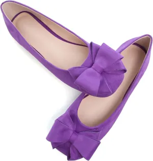 WENJIAZHIZHI Women's Square Toe Bowknot Ballet Flats Comfortable Slip-On Casual Loafers Walking Flat Dress Shoes