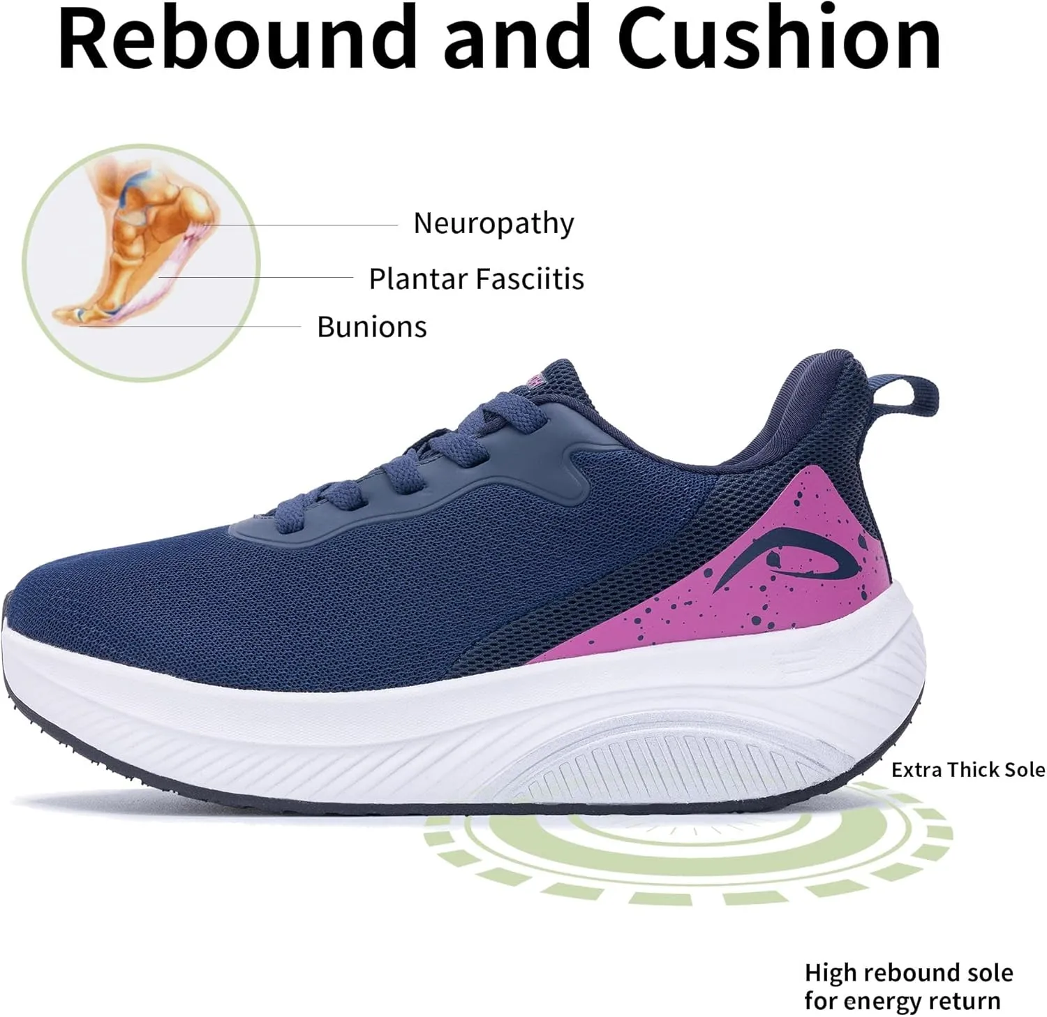 Wide Toe Box Shoes Women Arch Support Walking Shoes for Plantar FasciitisWide Width Orthotic Tennis Sneakers